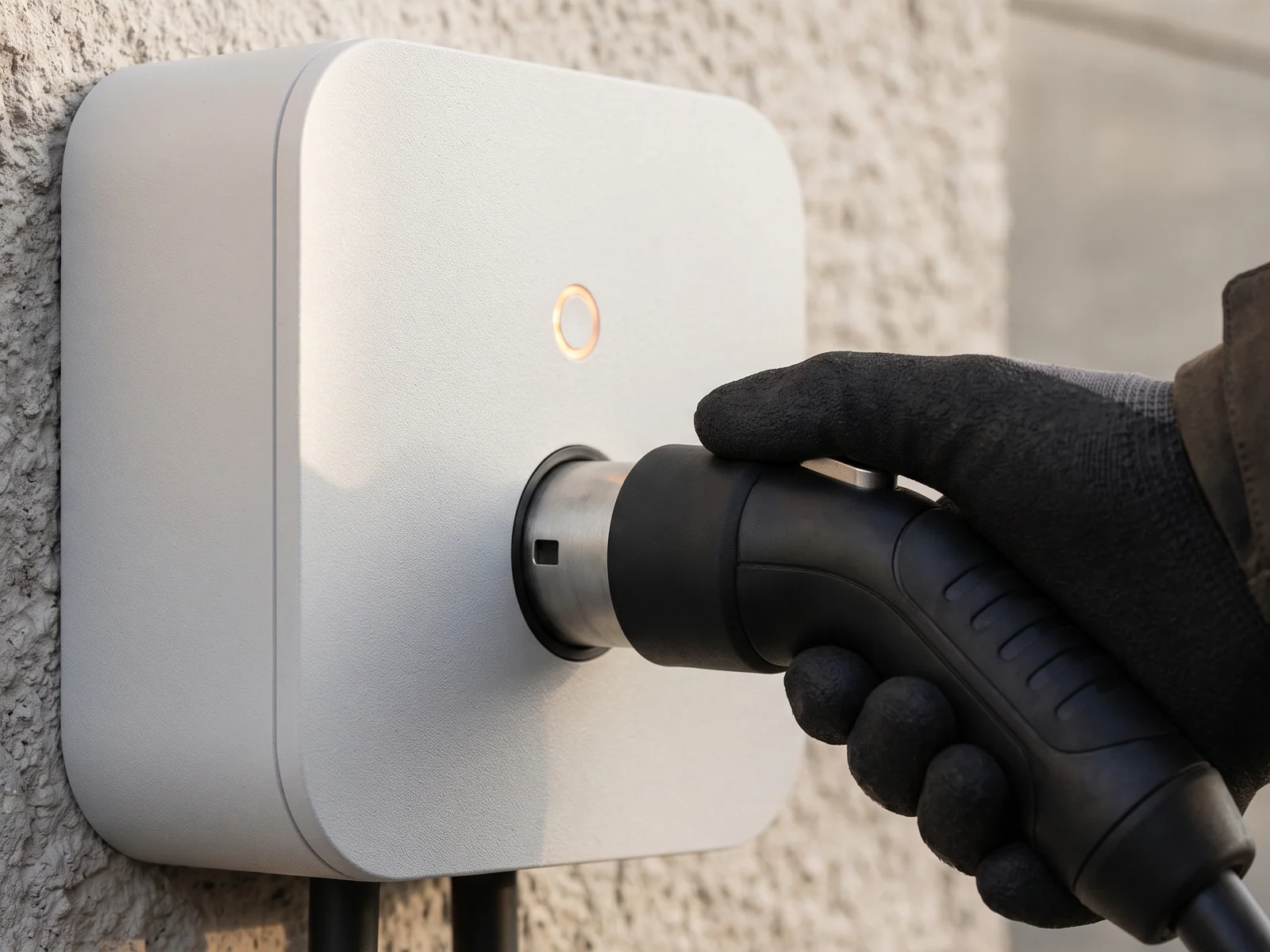 Symbolmuster aus Ladestecker, Blitz, Solarpanel und Haus