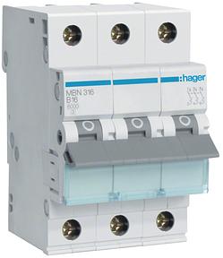 Hager Leitungsschutzschalter MBN316 3-polig B16A 6kA