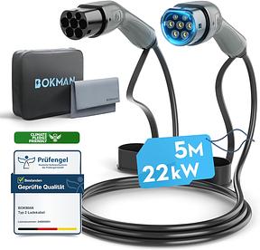 bokman Typ 2 Ladekabel 22 kW 5 Meter, 32A 3-Phasig Mode 3