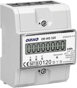 Orno OR-WE-520 Stromzähler Hutschiene, 3-Phasen MID-zertifiziert, 0,25-80A