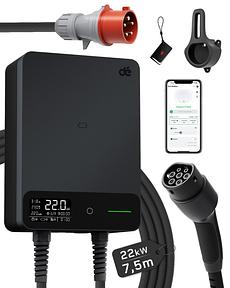 dé Wallbox 22kW mit APP RFID 7,5m Typ 2